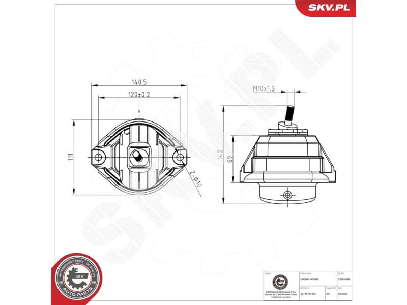 Mounting, engine 75SKV048
