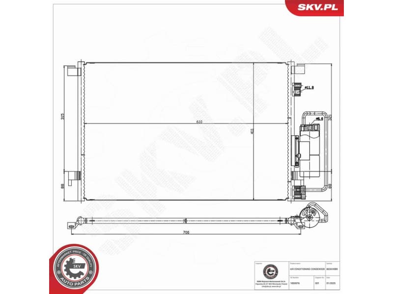 Condenser, air conditioning 86SKV089 - image 7