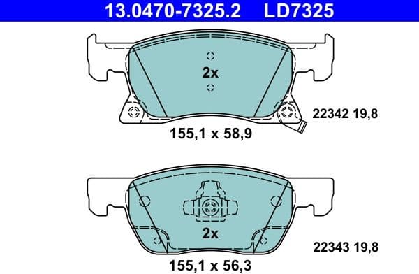 Brake Pad Set, disc brake ATE Ceramic 13.0470-7325.2 - image 2