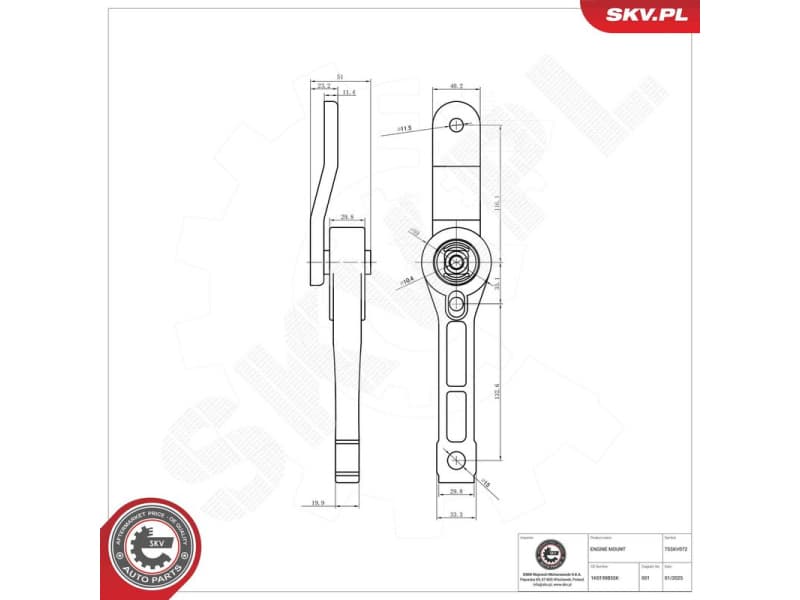 Mounting, engine 75SKV072