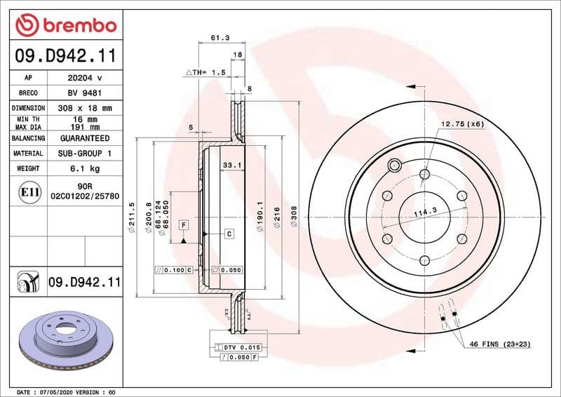 Brake Disc PRIME LINE - UV Coated 09.D942.11 - image 3