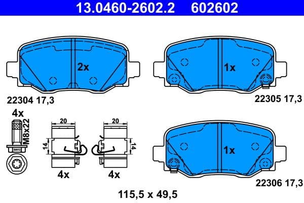 Brake Pad Set, disc brake 13.0460-2602.2 - image 2
