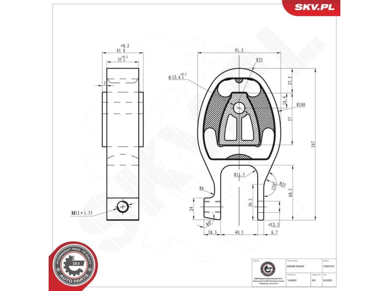 Mounting, engine 75SKV312