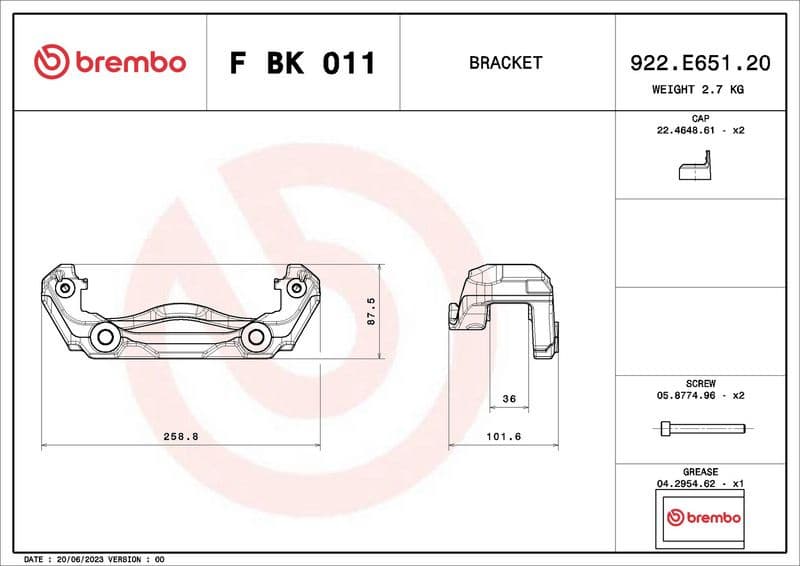 Brake Caliper Bracket Set PRIME LINE FBK011 - image 3