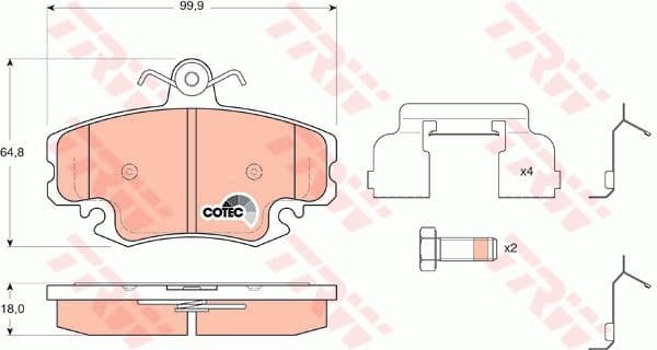 Brake Pad Set, disc brake COTEC GDB1634