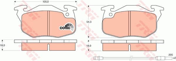 Brake Pad Set, disc brake COTEC GDB327
