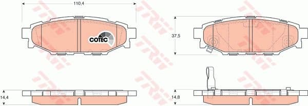 Brake pads rear, Top Quality GDB3373