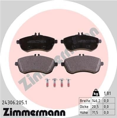 Brake Pad Set, disc brake 24306.205.1