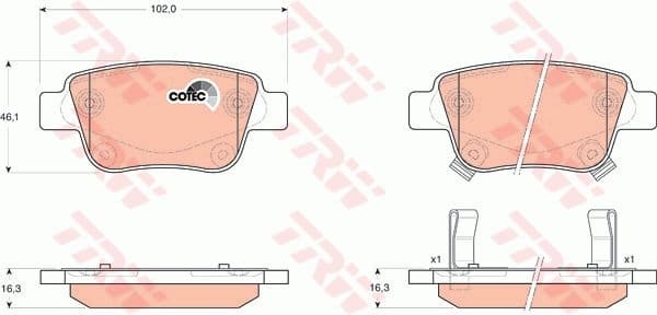 Brake pads rear, Top Quality GDB3337