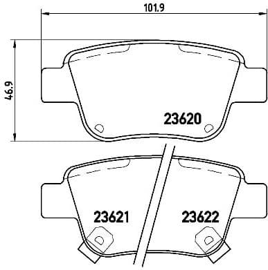 Brake pads rear, Top Quality P83047