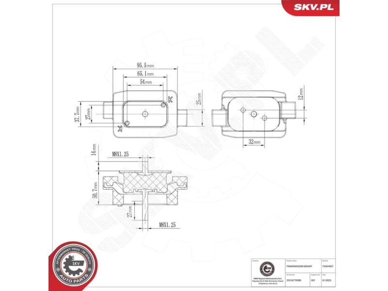 Mounting, manual transmission 75SKV827