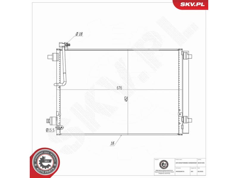 Condenser, air conditioning 86SKV485 - image 8