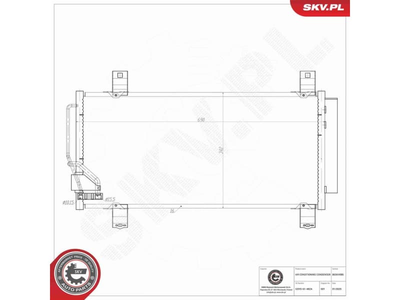 Condenser, air conditioning 86SKV086 - image 7