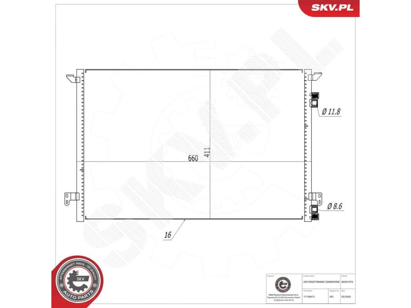 Condenser, air conditioning 86SKV076 - image 6