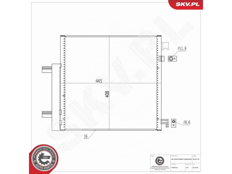 Condenser, air conditioning 86SKV143 - image 8