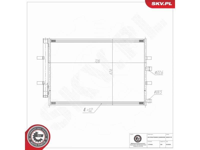 Condenser, air conditioning 86SKV110 - image 8