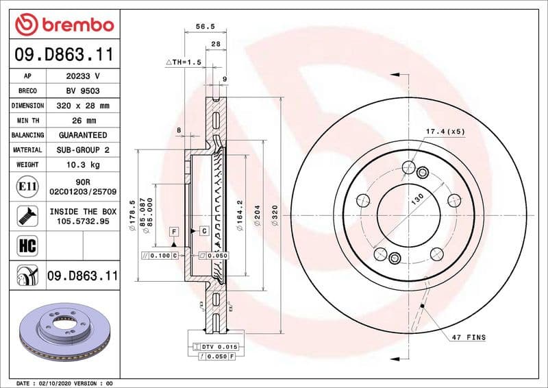 Brake Disc PRIME LINE - UV Coated 09.D863.11 - image 2