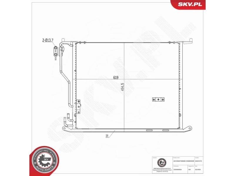Condenser, air conditioning 86SKV372 - image 8