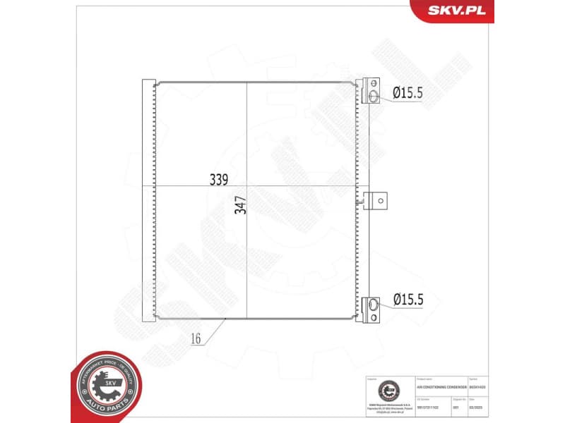 Condenser, air conditioning 86SKV420 - image 6