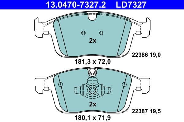 Brake Pad Set, disc brake ATE Ceramic 13.0470-7327.2 - image 2