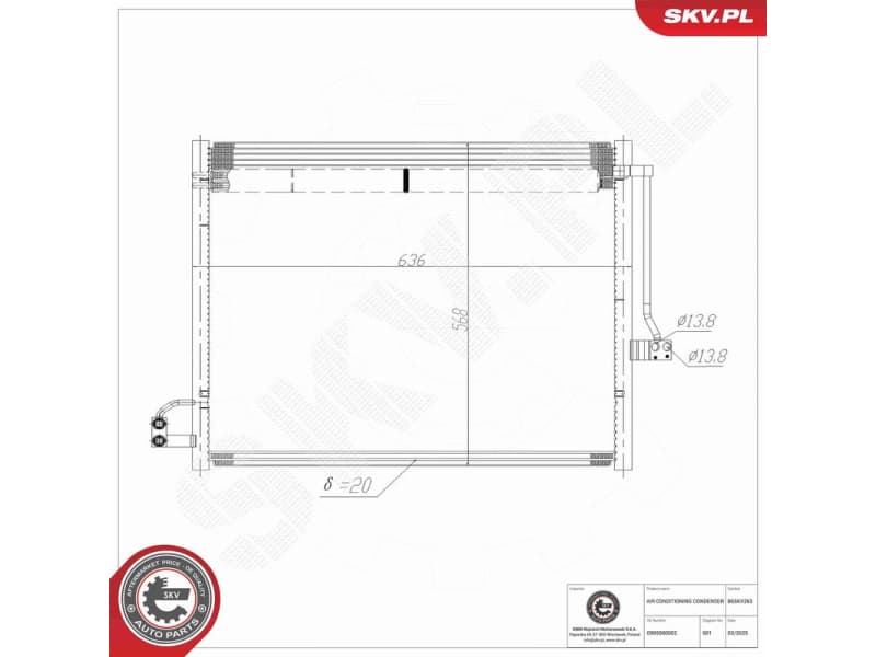 Condenser, air conditioning 86SKV263 - image 8