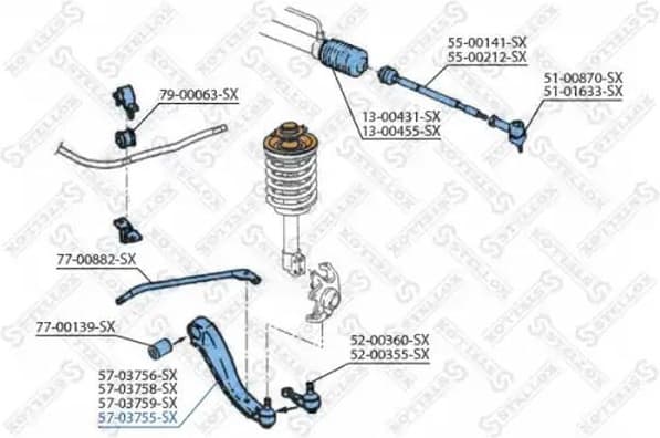Control/Trailing Arm, wheel suspension 57-03755-SX