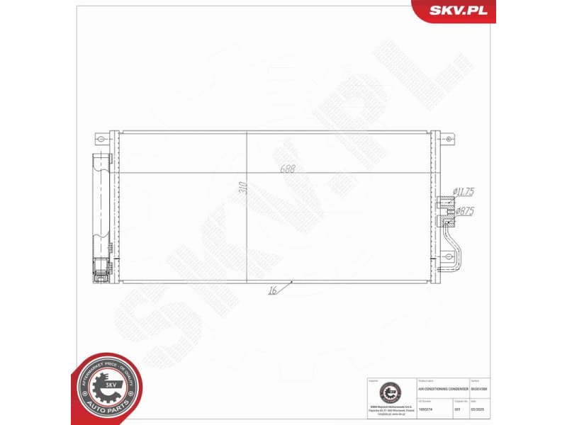 Condenser, air conditioning 86SKV388 - image 7
