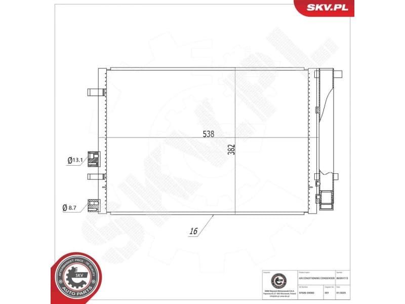 Condenser, air conditioning 86SKV113 - image 6