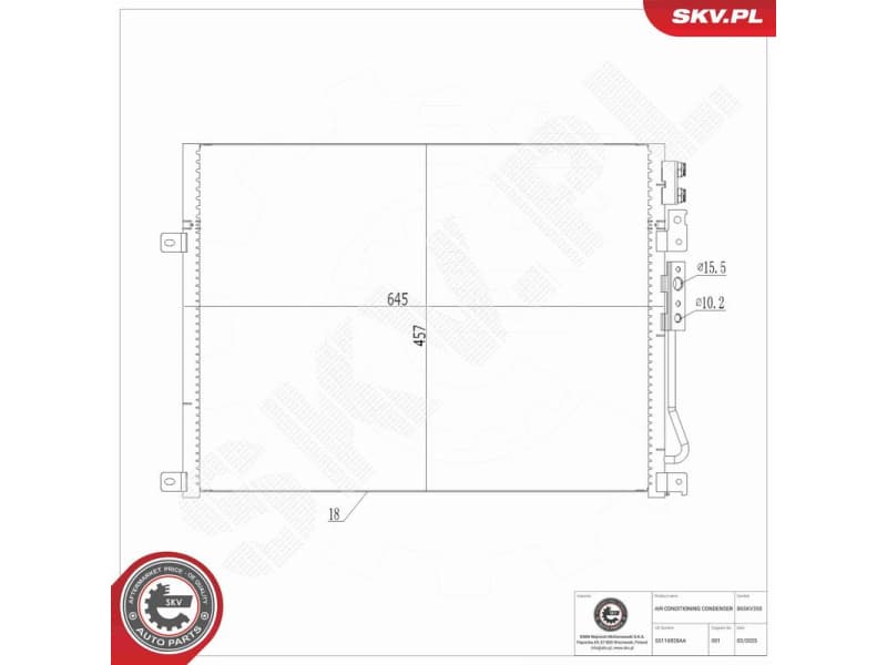 Condenser, air conditioning 86SKV350 - image 8