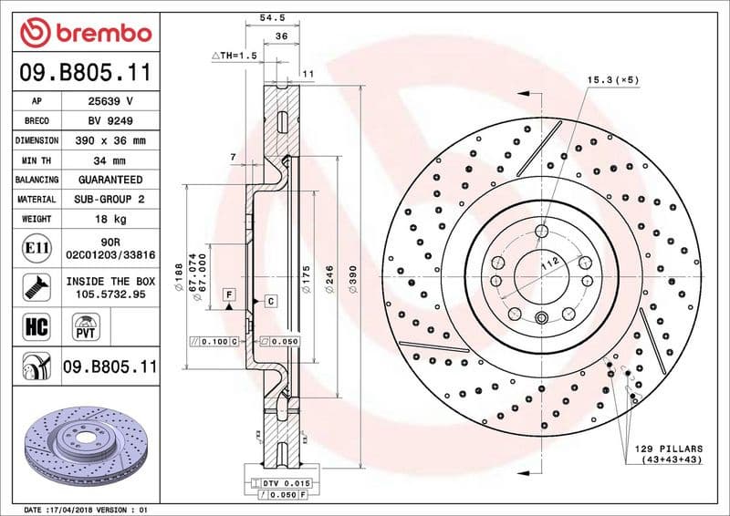 Brake Disc PRIME LINE - UV Coated 09.B805.11 - image 2
