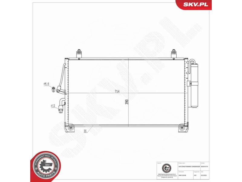 Condenser, air conditioning 86SKV474 - image 7