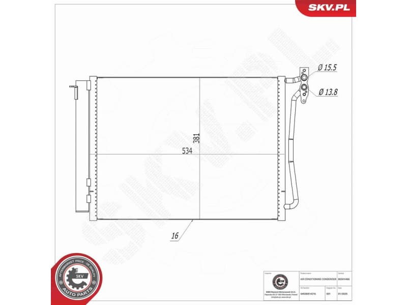 Condenser, air conditioning 86SKV466 - image 7