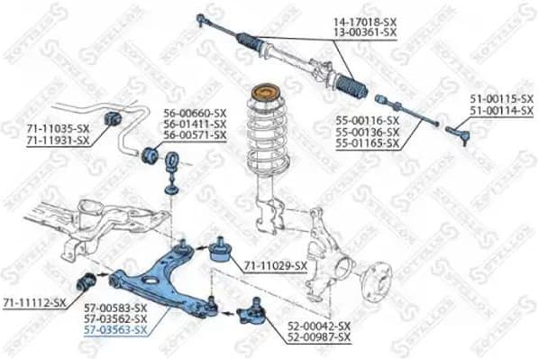 Control/Trailing Arm, wheel suspension 57-03563-SX
