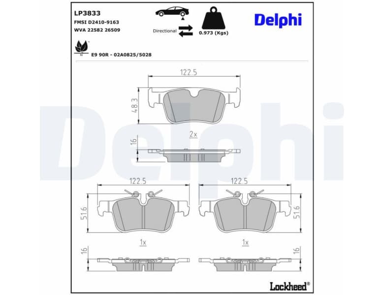 Brake Pad Set, disc brake LP3833