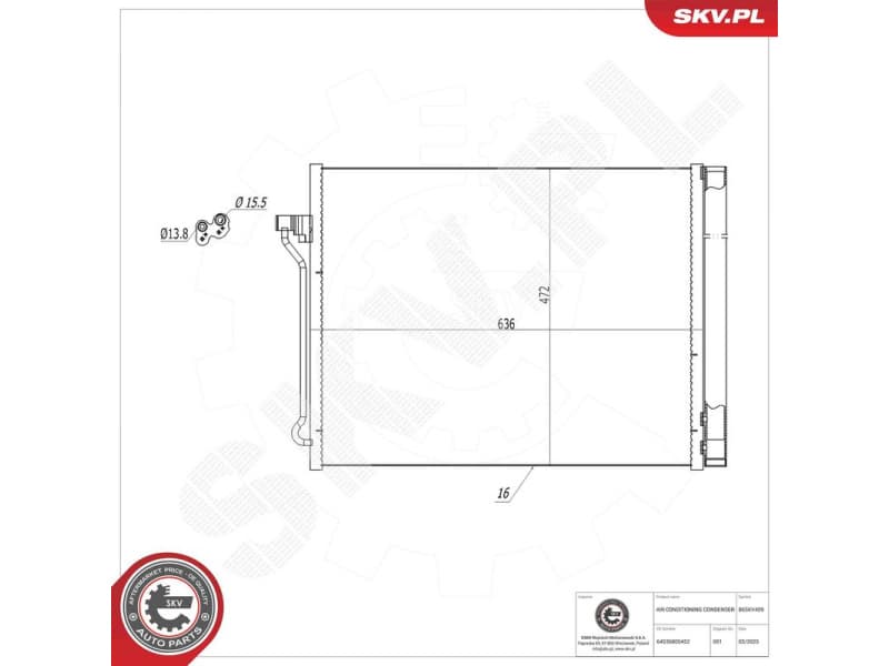 Condenser, air conditioning 86SKV409 - image 7