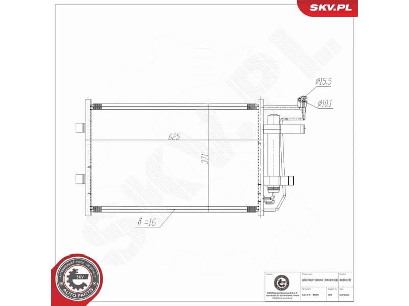 Condenser, air conditioning 86SKV297 - image 7