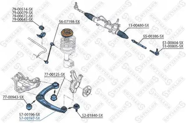 Control/Trailing Arm, wheel suspension 57-00197-SX