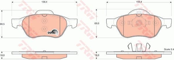 Brake Pad Set, disc brake COTEC GDB1540