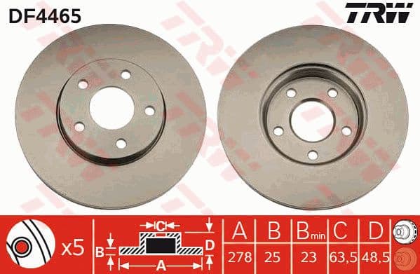 Brake discs kit front (2pcs), Top Quality DF4465
