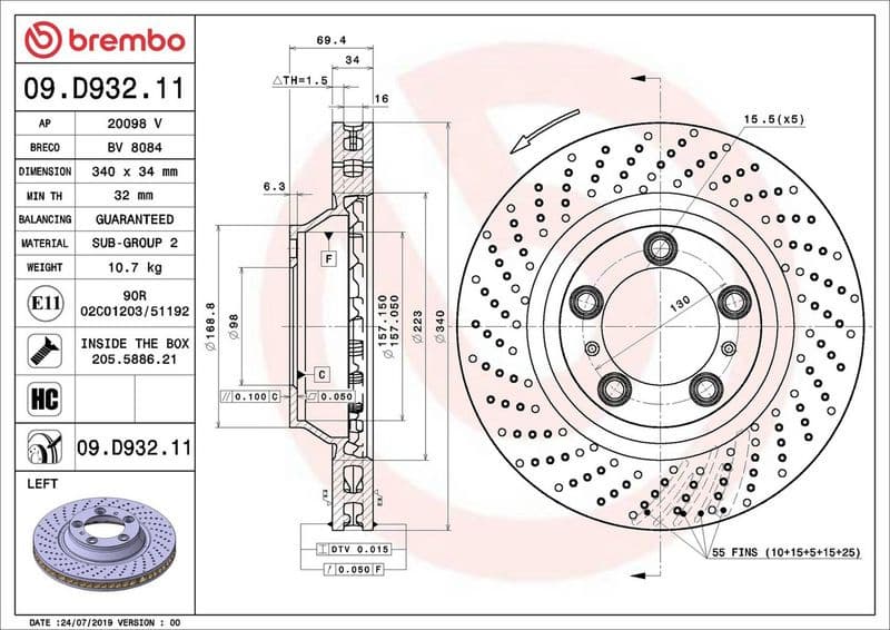 Brake Disc PRIME LINE - UV Coated 09.D932.11 - image 3