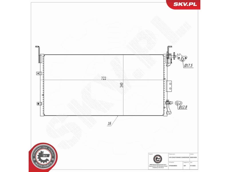 Condenser, air conditioning 86SKV604 - image 7
