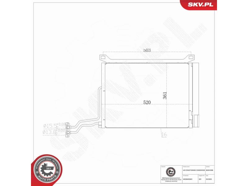 Condenser, air conditioning 86SKV598 - image 7