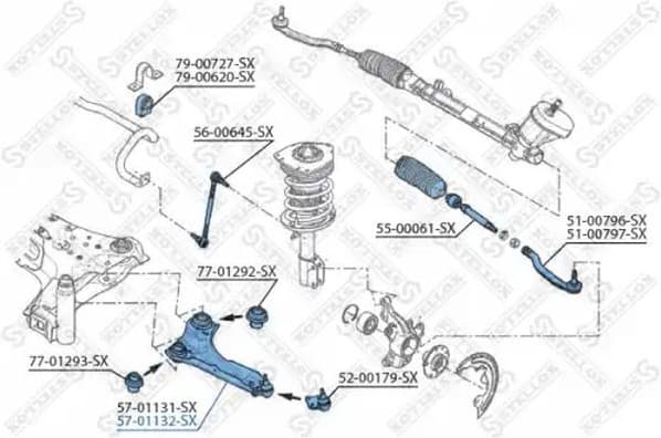Control/Trailing Arm, wheel suspension 57-01132-SX