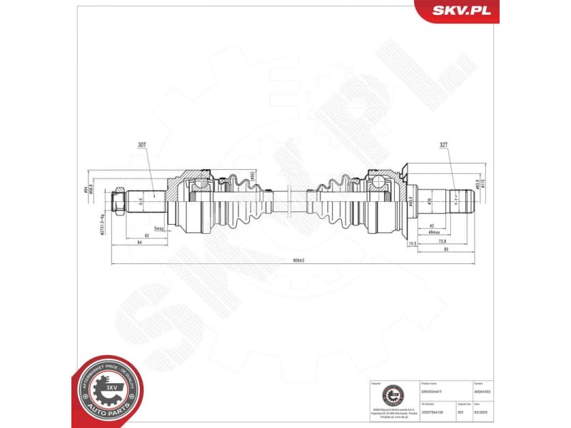 Drive Shaft 40SKV453