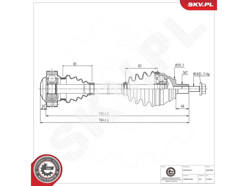 Drive Shaft 40SKV028