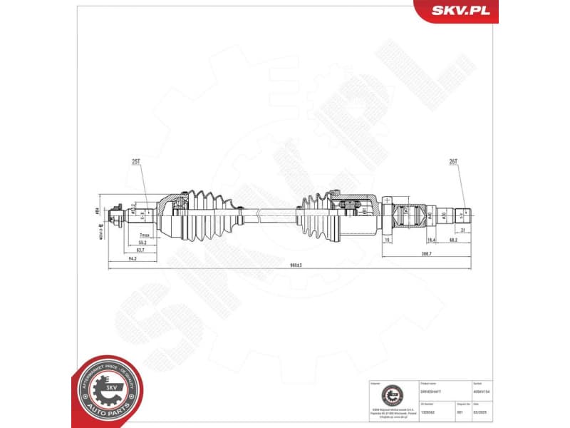 Drive Shaft 40SKV154