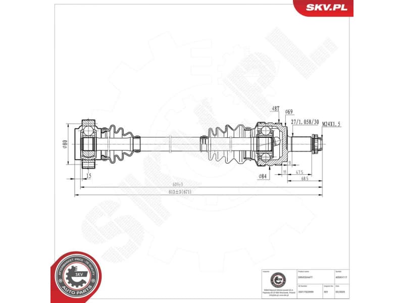 Drive Shaft 40SKV117