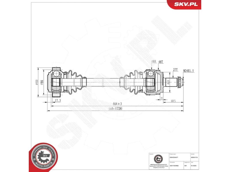 Drive Shaft 40SKV116