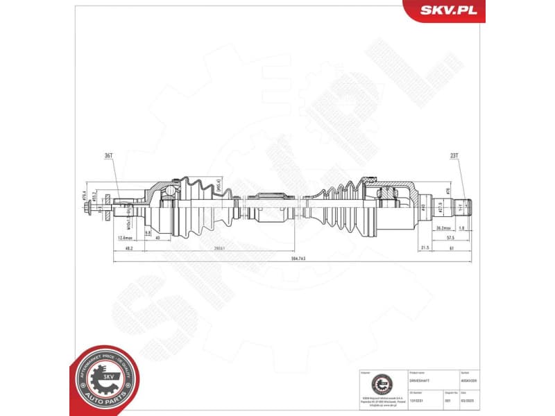 Drive Shaft 40SKV209