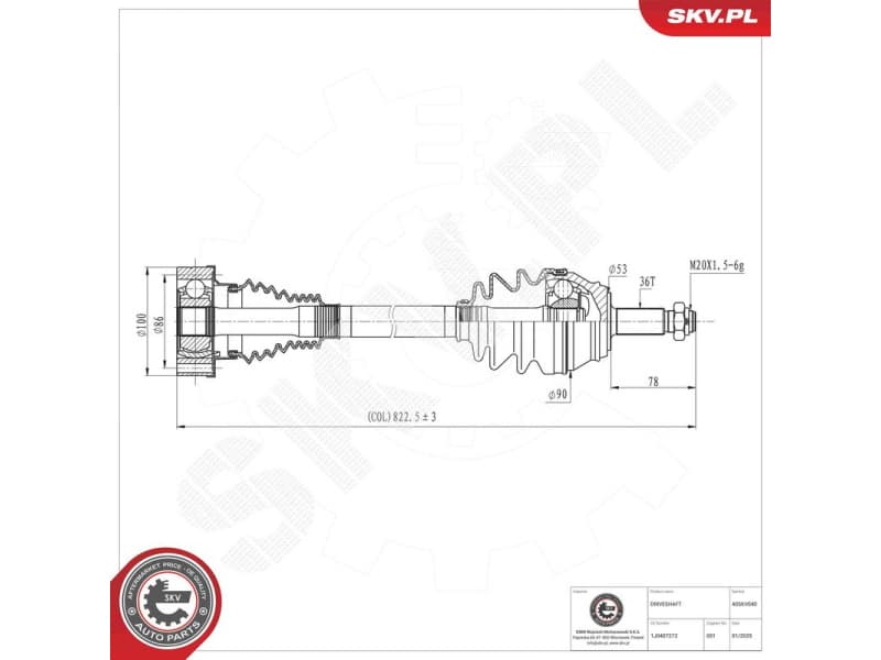 Drive Shaft 40SKV040